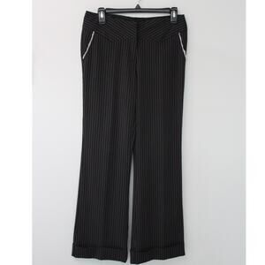 Y2K Black w/ White Pinstripe Flared with Cuffed Hem Trouser Pants